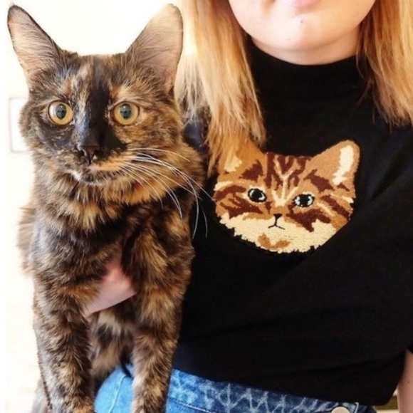 Lazy Oaf Tops - Lazy oaf tabby cat tee size S